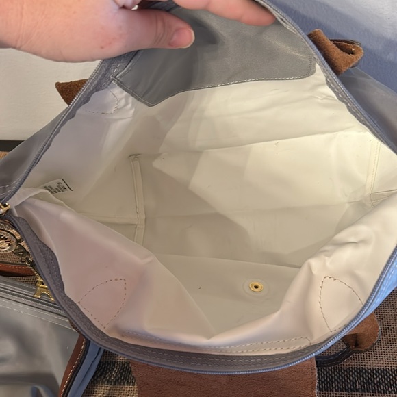 [Longchamp] Gray “Le Pilage” bag With Matching cosmetic bag - Picture 4 of 5